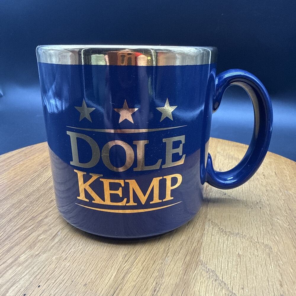 1996 Dole Kemp Campaign Coffee Mug Blue And Gold Made In England